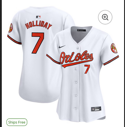Women Baltimore Orioles #7 Jackson Holliday Limited white Alternate jersey